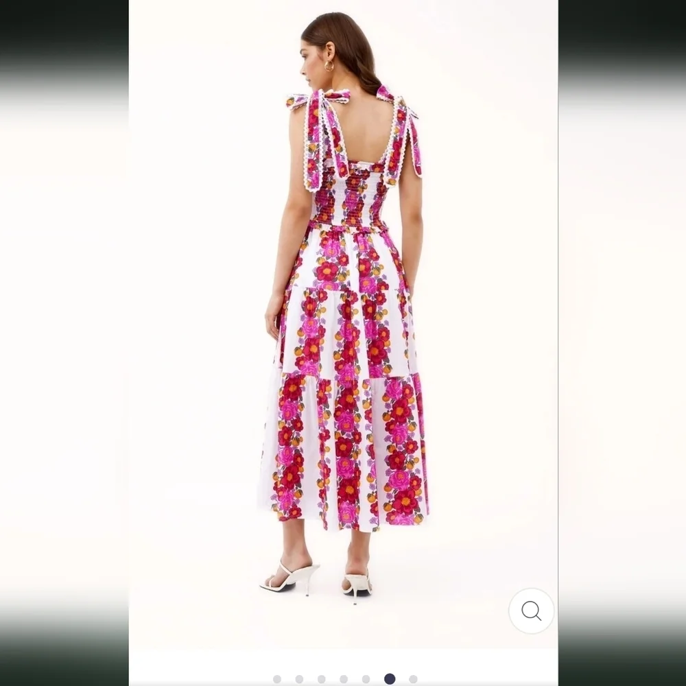 Beyond by Vera Maxi Pink Floral Dress Mia Villa Rose Small 100% Cotton - Picture 2 of 10